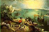 Pieter The Elder Bruegel Famous Paintings - Landscape with the Fall of Icarus